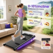 Evitormill Incline Walking Pad, 4 in 1 Under Desk Treadmill with Remote Control and LED Display, Compact Treadmill for Home & Office, Black
