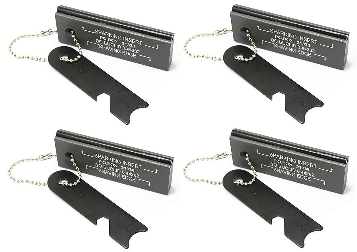 Fire Starter Survival Kit, Magnesium Waterproof Matches Ferro Flint Block,Outdoor Survival Firesteel Gears with Striker for Camping Hiking Hunting Emergency(4 Pack)