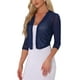 thumbnail image 4 of Inspire Chic Chaquetas de Malla Transparentes para Mujeres, Cardigans Cortos Elegantes de Manga 3/4, Ligero, Azul Oscuro S, 4 of 6
