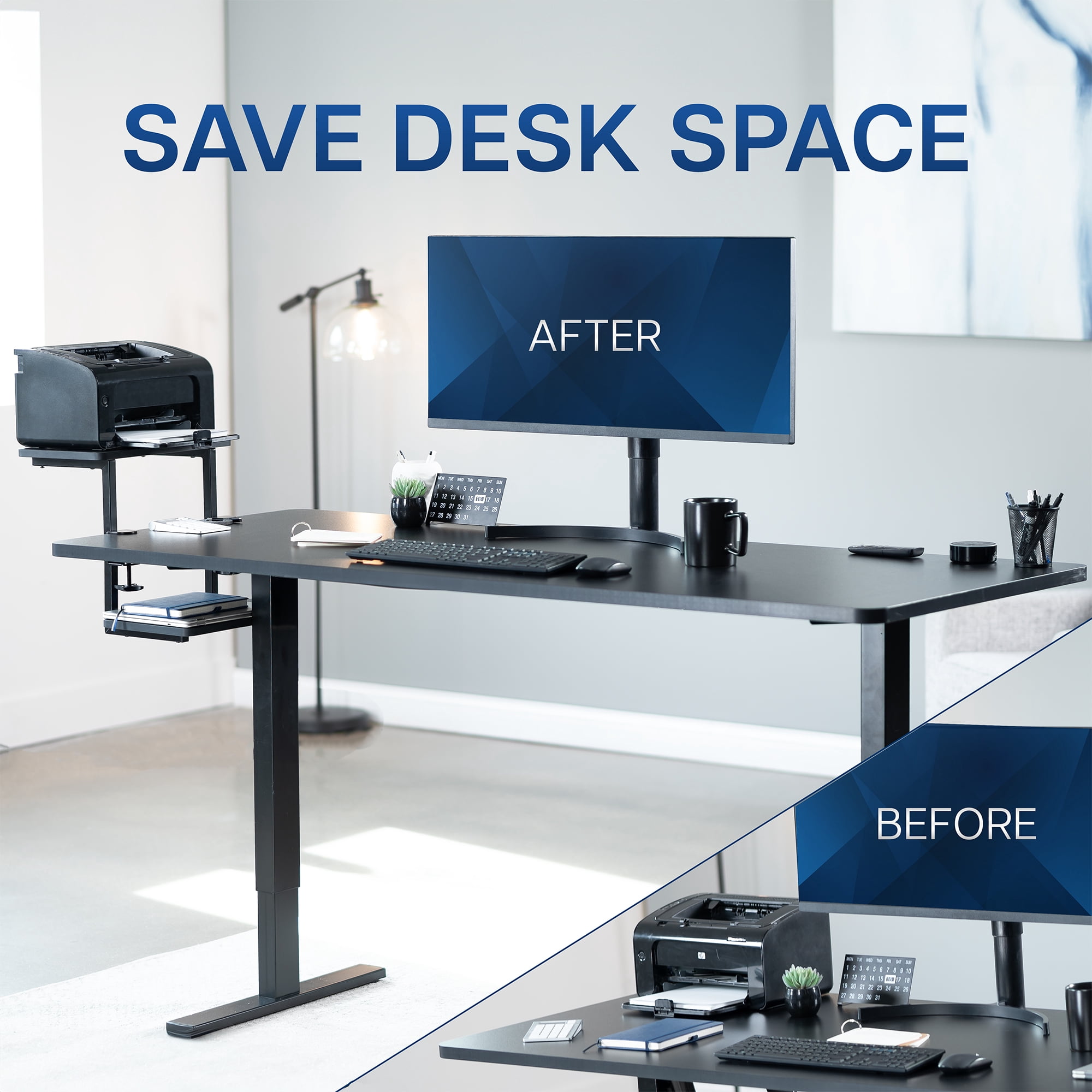 VIVO Black 16" Clamp-on Flexible Shelving Unit Organizer for Desk Accessories