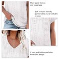 thumbnail image 4 of Camiseta de manga corta con pétalos para mujer, camiseta informal con cuello en V y agujeros ahuecados para uso en verano, color blanco M, 4 of 5