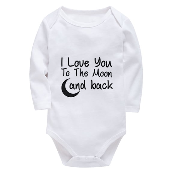 I Love You To The Moon And Back Newborn Clothes for Baby Boy Long Sleeve Going Home Outfit Baby Boy White Baby Onesie 0-3 Mo