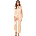 thumbnail image 1 of Conjuntos de pijama para mujer Ropa de dormir de manga larga con botones Traje de noche suave para mujer Conjuntos de salón Pj Champán ligero S, 1 of 6