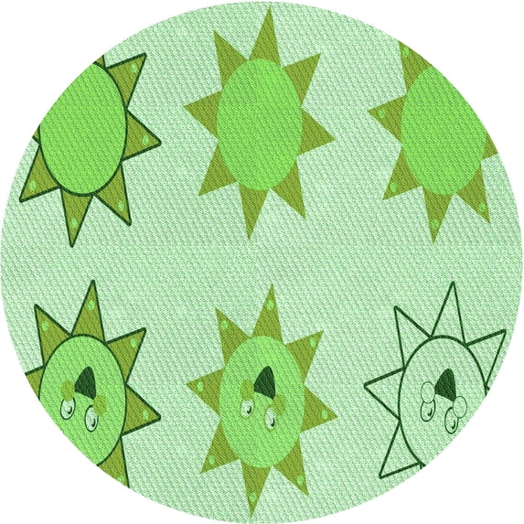 Ahgly Company Machine Washable Indoor Round Transitional Light Green Area Rugs, 4' Round