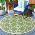 thumbnail image 3 of SAFAVIEH Courtyard Carol Geometric Indoor/Outdoor Area Rug, 5'3" x 5'3" Round, Green/Beige, 3 of 11