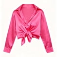 thumbnail image 5 of Womens Tops 2026 Satin Emulation Silk Long Sleeve Button Down Shirt, 5 of 5