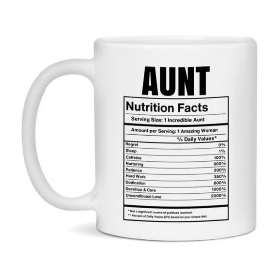 Auntie Coffee Mug, Aunt Nutrition Facts, Funny Gift From Niece To Aunt