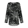 thumbnail image 4 of JULMCOMO Halloween Plus Size Shirts for Women Dressy Long Sleeve Round Neck Shirts Trendy Drop Bat Print Tops Loose Fit Oversized Tee Shirts Black 5XL, 4 of 5