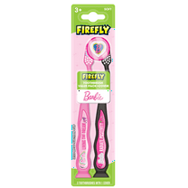 Firefly Kids Barbie Manual Toothbrush with Cover, Soft, 2 Count