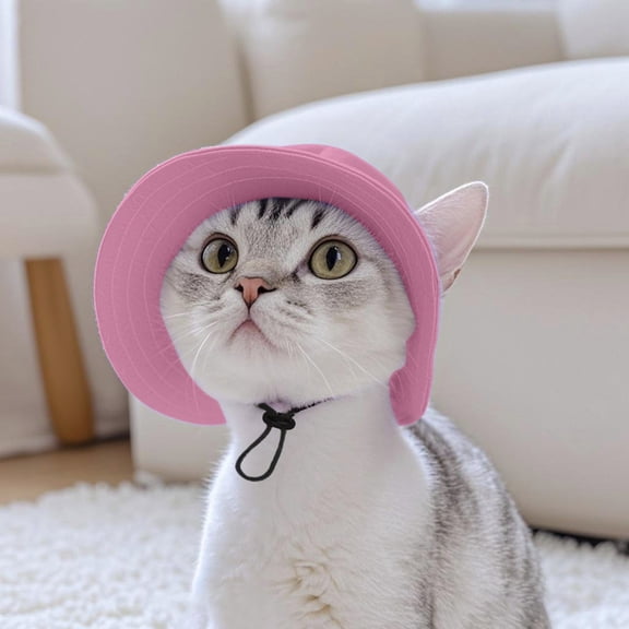 Pet Bucket Hat with Ear Holes Adjustable Sun Protection Cap for Small Medium Dogs and Cats Outdoor Pet Sun Hat