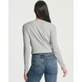 thumbnail image 3 of Real Essentials 4-Pack: Women's Long Sleeve Ribbed Knit Cotton Crew Neck Crop Top Shirt - (Available in Plus), 3 of 6