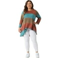 thumbnail image 3 of Unique Bargains Women' Plus Tie Dye High Low Tunic Tops Tee Shirts 2X Orange, 3 of 6