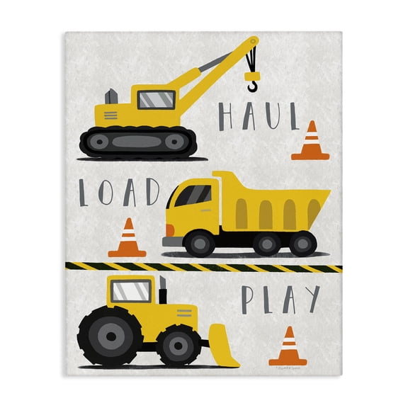 Stupell Industries Haul Load Play Trucks Quotes and Sayings Painting Wrapped Canvas Canvas Art Print Wall Art, 30 x 40