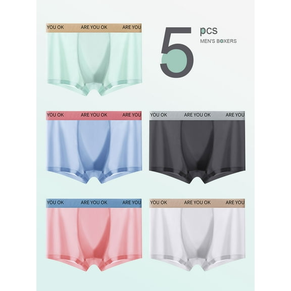 5 Pcs Men's Ice - Silk Underwear, “Bare - feeling” Experience, Free - moving Companion