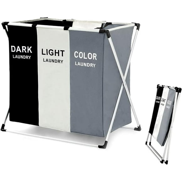 Cesto De Ropa Sucia Plegable Con 3 Compartimentos Kimhi Organizador Bote Canasta Para Ropa Impermeable Portatil Multifunción Lavanderia Cesta Almacenamiento Para Baños Y Dormitorios Color Neutro