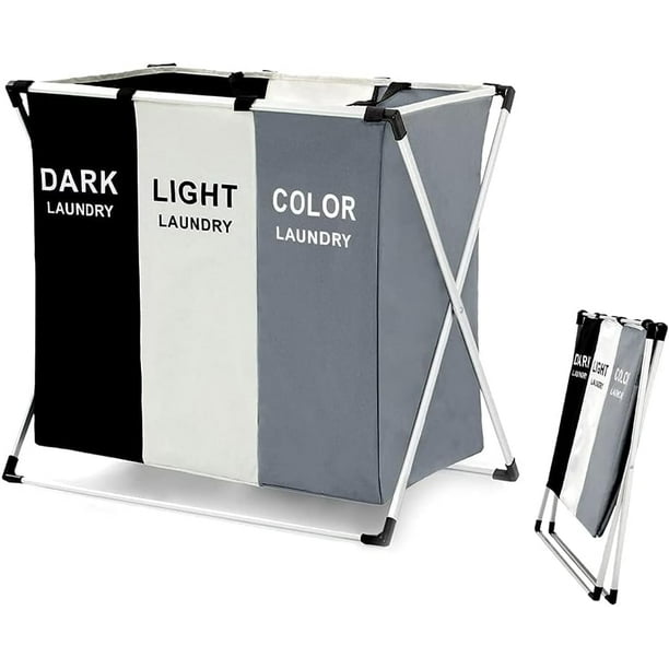 Cesto De Ropa Sucia Plegable Con 3 Compartimentos Kimhi Organizador Bote Canasta Para Ropa Impermeable Portatil Multifunción Lavanderia Cesta Almacenamiento Para Baños Y Dormitorios Color Neutro