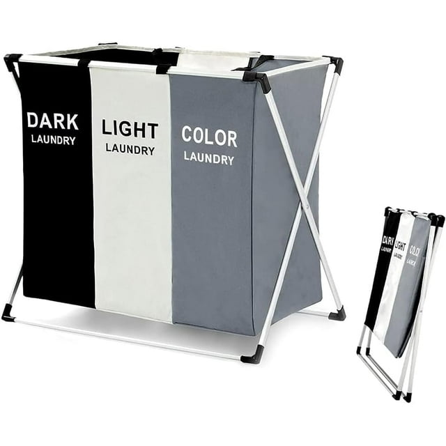 Cesto De Ropa Sucia Plegable Con 3 Compartimentos Kimhi Organizador Bote Canasta Para Ropa Impermeable Portatil Multifunción Lavanderia Cesta Almacenamiento Para Baños Y Dormitorios Color Neutro