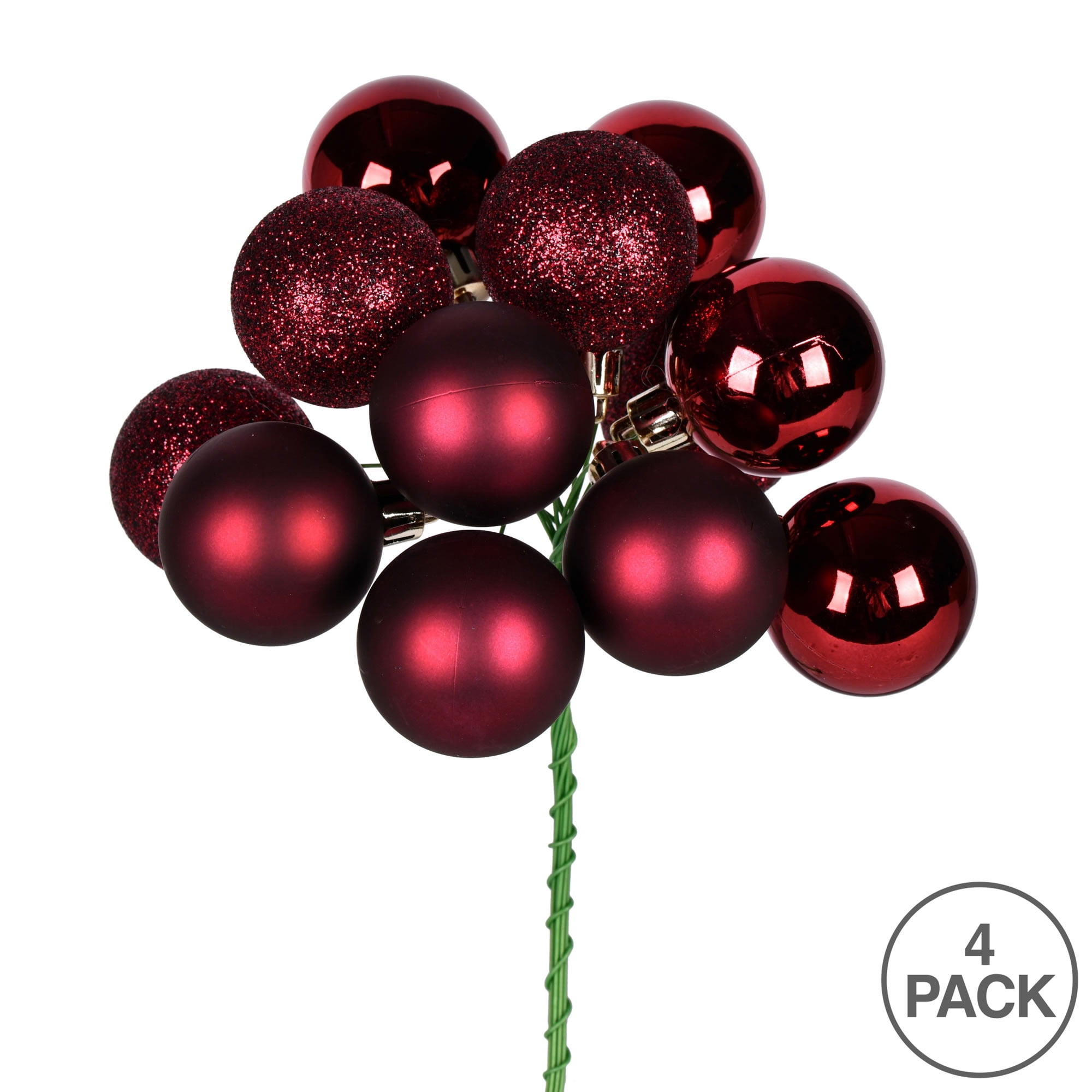 Worth Imports Ball Berry Instrument Christmas, Set of 12, 3 Assorted Pick, Burgundy