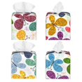 thumbnail image 2 of Uemuo Colorful Butterflies Tissue Box Cover Holder, Square with Bottom Belt - PVC Leather Decorative Organizer for Tabletop, Bathroom, Car, Office, 2 of 8