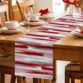 thumbnail image 5 of Red Pink Gray Stripes Table Runner - 70 Inch Long Modern Abstract Minimalist Retro Cotton and Linen Blended Dress Scarves Farmhouse Table Runner for Kitchen Dining, Coffee Table, 13" x 70", 5 of 8