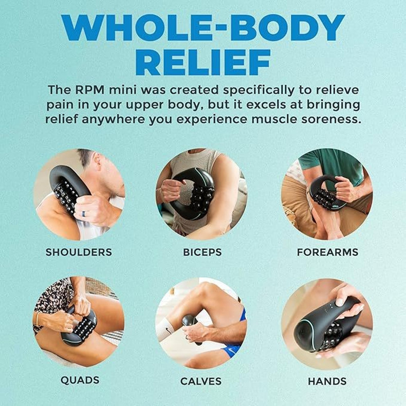 RPM Mini 2-in-1 Massage Gun - Percussion and Rolling Muscle Massager for Full Body, 3-Speed, Rechargeable, Handheld Deep Tissue Relief for Shoulders, Legs, Arms