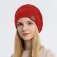 thumbnail image 2 of jobturf Womens Winter Hat Fashion Casual Solid Beanie Lightweight Turban Thickened Warm Fleece Lined Skull Caps for Cold Weather, 2 of 5