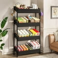 thumbnail image 5 of 4-Tier Retail Display Rack Stand, Wooden Snack Candy Rack, Storage Shelf Organizer with Heavy-Duty Metal Frame, Easy Assembly (2, Black), 5 of 17