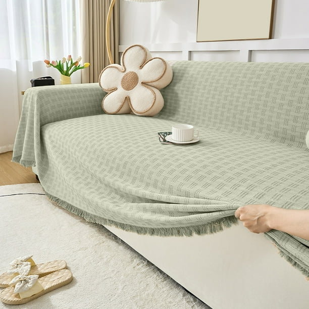 Funda de sofá reversible, juego de sábana y manta de tela de poliéster, 90x180 cm, en café, verde, gris, beige, protege los muebles de mascotas y manchas.