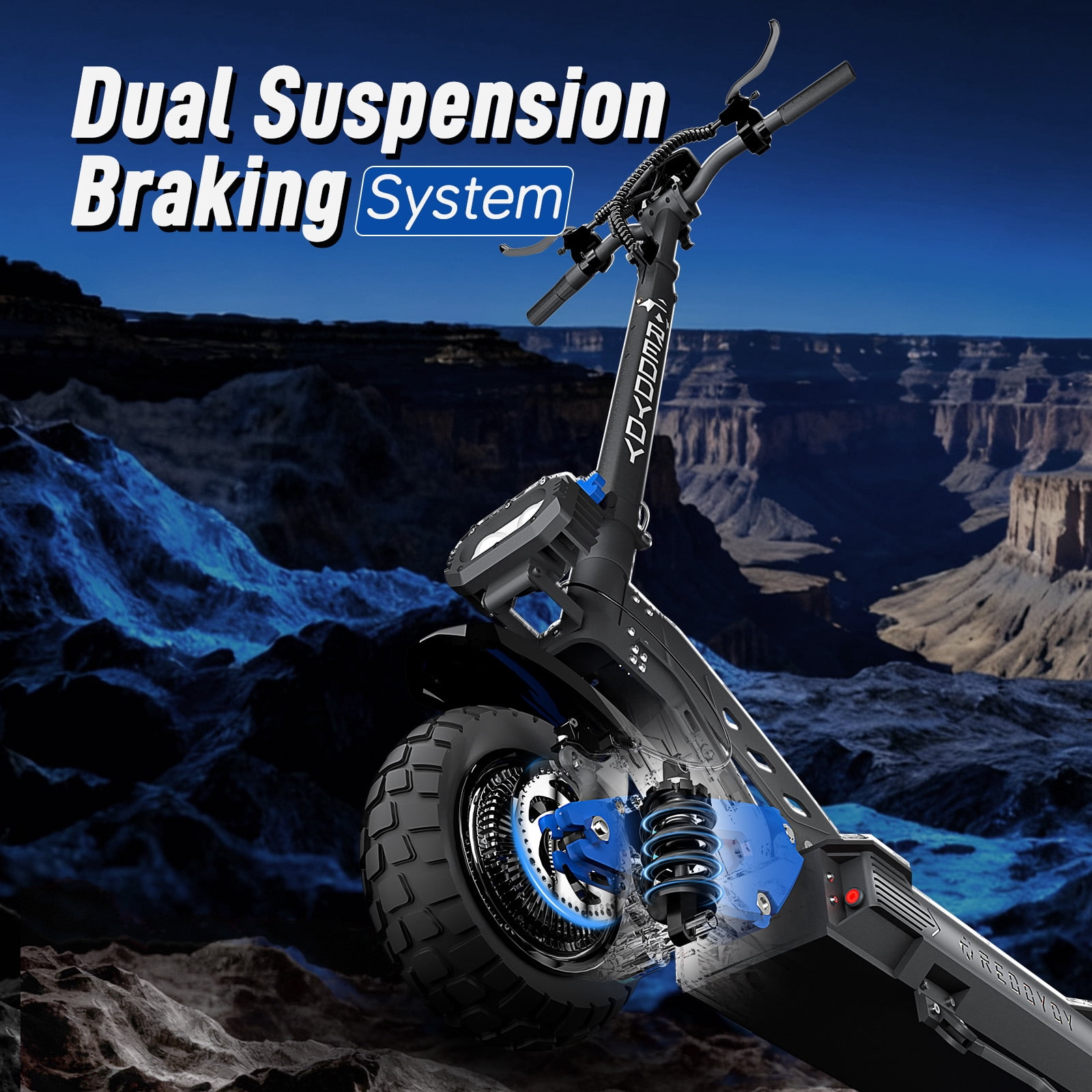 JUN LING Off Road Electric Scooter Adults - 5000W Motor, 50MPH Max Speed, 55Miles Range, 10.5" Tires, Fast E Scooter with App & NFC