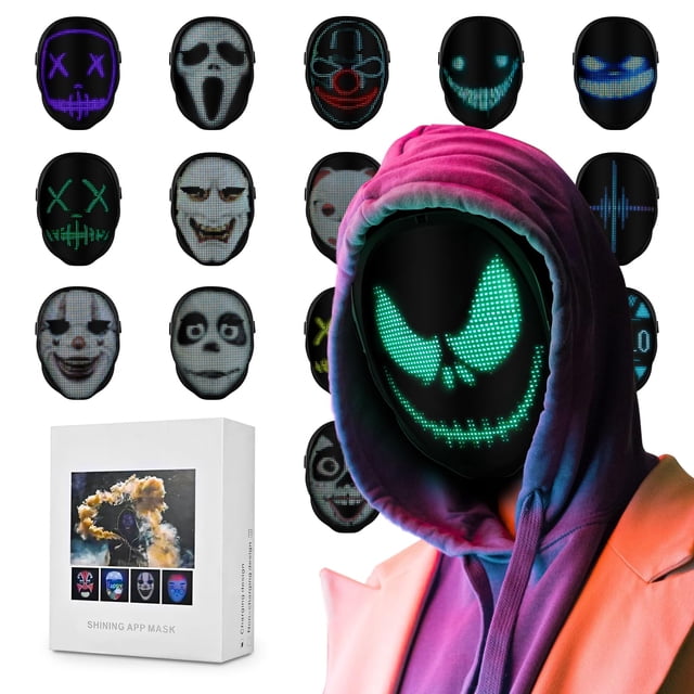 Máscara LED Ouvibyaz personalizable con aplicación Bluetooth para Halloween