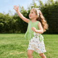 thumbnail image 3 of Younger Tree Baby Girl Outfits Summer Sleeveless Bow Vest Top Print Shorts Clothes Set with Bag and Headband for 18-24 Months, 3 of 8