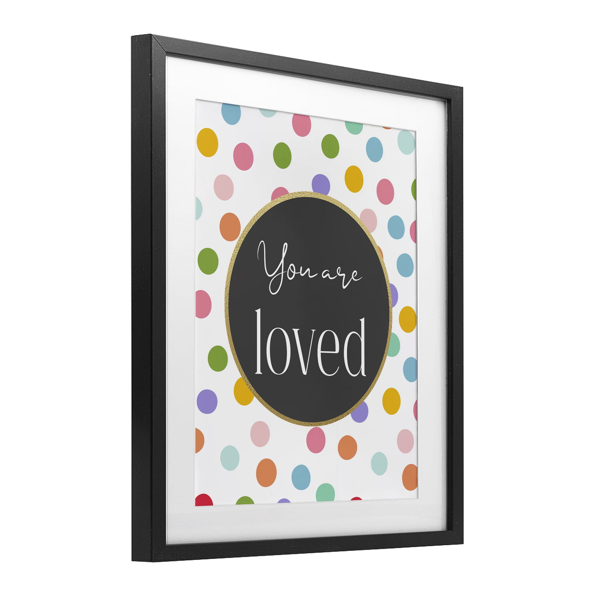 Stupell Industries You Are Loved Polka Dots Black Framed Print Under Glass, design by Christine Simpson Art