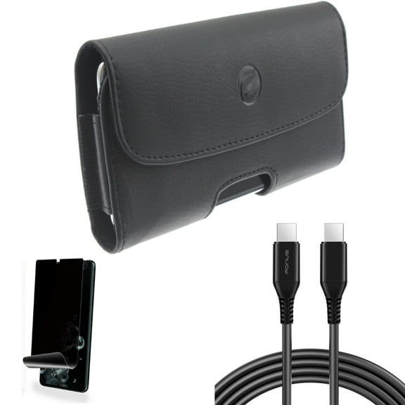 10ft Long USB-C Cable w Privacy Screen Protector w Case Belt Clip for Samsung Galaxy S20 Ultra - PD Fast Charger Cord Power Wire, TPU Film [NOT GLASS] [Fingerprint Works] fits Galaxy S20 Ultra