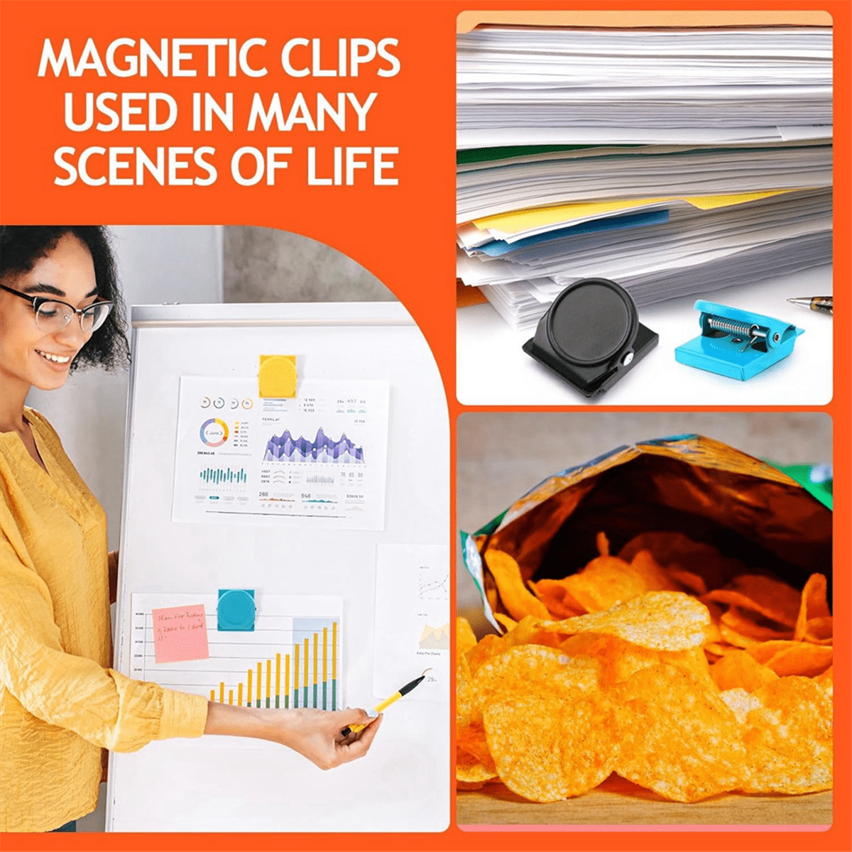 54 Pcs Refrigerator Magnets Clips Metal Heavy Duty Magnetic Clips Whiteboard Magnet Clip Locker Magnets Clips for Fridge