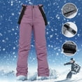 thumbnail image 2 of OSOLU Men Solid Color Windproof Winter Outdoor Warm Thick Shoulder Ski Pants Sports Sweatpants Comfortable Pants Trousers Everyday Comfort Versatile Bottoms, 2 of 3