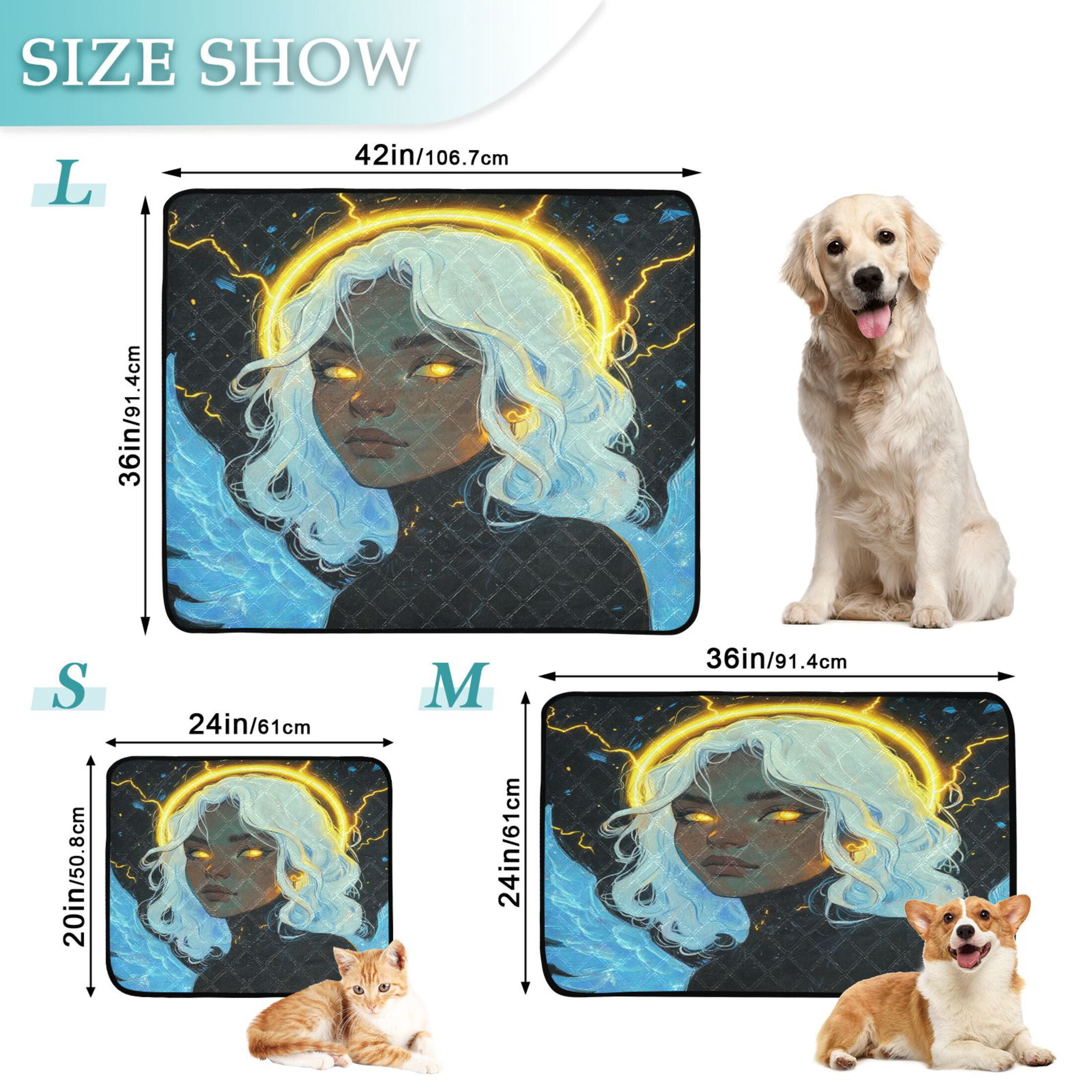 Qxltty An Angelic Figure with Wings Cat litter Pads Pet Set of 3 Diaper Mats Center Anti-leakage Layer Absorbent Soft and Comfortable