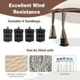 thumbnail image 4 of Resenkos 10 X 10 Feet Patio Double-Vent Gazebo with Privacy Netting and 4 Sandbags-Khaki, Hardtop Roof for Garden,Backyard Shade, 4 of 8