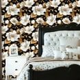 thumbnail image 2 of Peel and Stick Wallpaper 23.6in x 9.8ft Elegant White Gold Floral Black Contact Paper Vinyl Waterproof Self Adhesive Wall Paper for Bedroom Shelf Cabinet Renter Friendly, 2 of 8