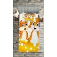 thumbnail image 3 of Ambesonne Animal Quilted Bedspread Set 2 Pcs, Cartoon Cat and Dog Bath, Twin Size, Yellow Brown Blue, 3 of 3
