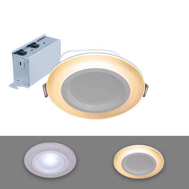 Lámpara empotrable empotrable sin tubo, color blanco, 15 cm, LED, 12 W, 120 V