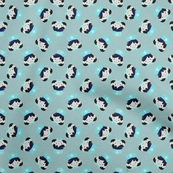 oneOone Cotton Poplin Sky Blue Fabric Doctor Nurse print Quilting Supplies Print Sewing Fabric By The Yard 56 Inch Wide-F6