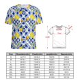 thumbnail image 2 of Blue Floral Citrus Tiles Women's T-Shirt Short Sleeve T Shirts Tops Tee Ladies Loose T, 2 of 6