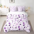 thumbnail image 2 of Manfei Cute Polka Dots 7pcs Bedding Comforter Set,Geometric Circular Pattern Queen Bedding Sets,Purple White Queen Sheet Sets For Girls Kids,Breathable Home Decor Reversible, 2 of 8