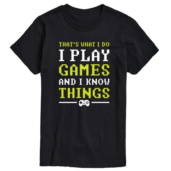 Instant Message - I Play Games And I Know Things Pixel - Men's Short Sleeve Graphic T-Shirt