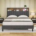 Tiptiper Queen Bed Frame with Outlet and USB Ports, Modern Upholstered