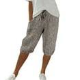 thumbnail image 3 of Women's Cotton Linen Blend Shorts with Elastic Waist Comfortable Loose Fit Striped Casual Summer Shorts, 3 of 9