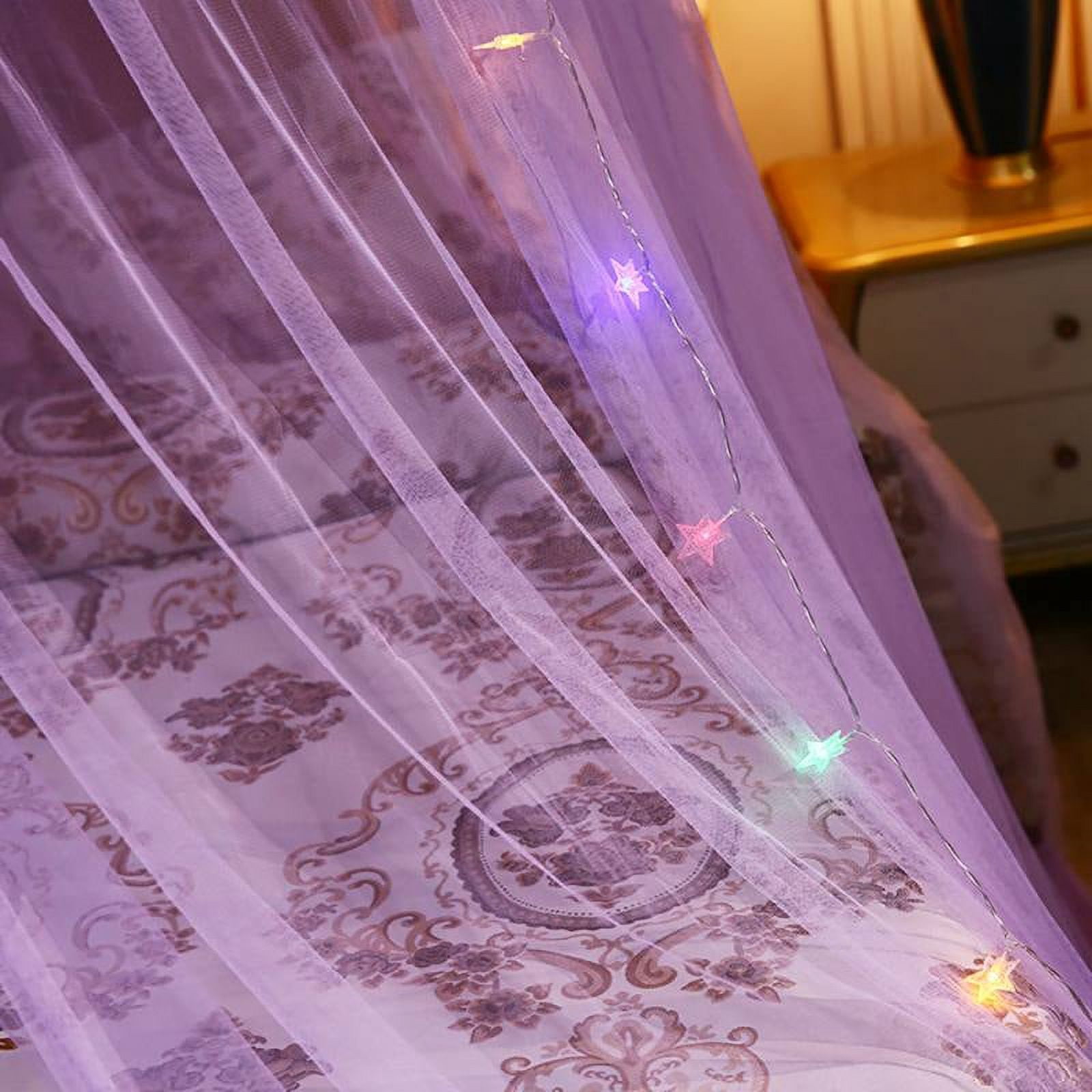 Princess Bed Canopy Netting Mosquito Net, Round Hoop Lace Dome For Queen Size Beds, Purple, Mosquito Net