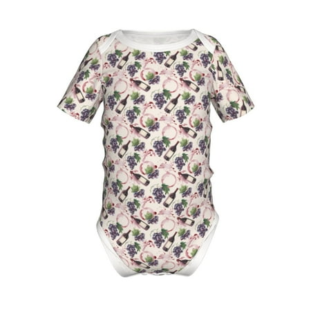 

Yiaed Watercolor Wine Bottle Print Infant Climbing Short Sleeve Onesie One-Piece Baby Bodysuit Clothes 0-12 Months -12 Months