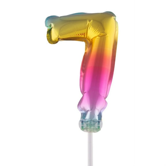 Balloon-Foil-Cake Topper-Number 7-5"-Rainbow
