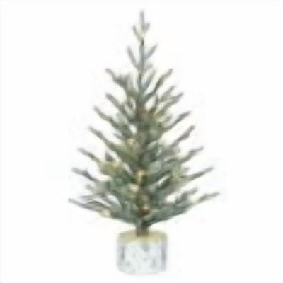 Puleo International 2' Pre-Lit Artificial Blue Potted Arctic Fir Tree